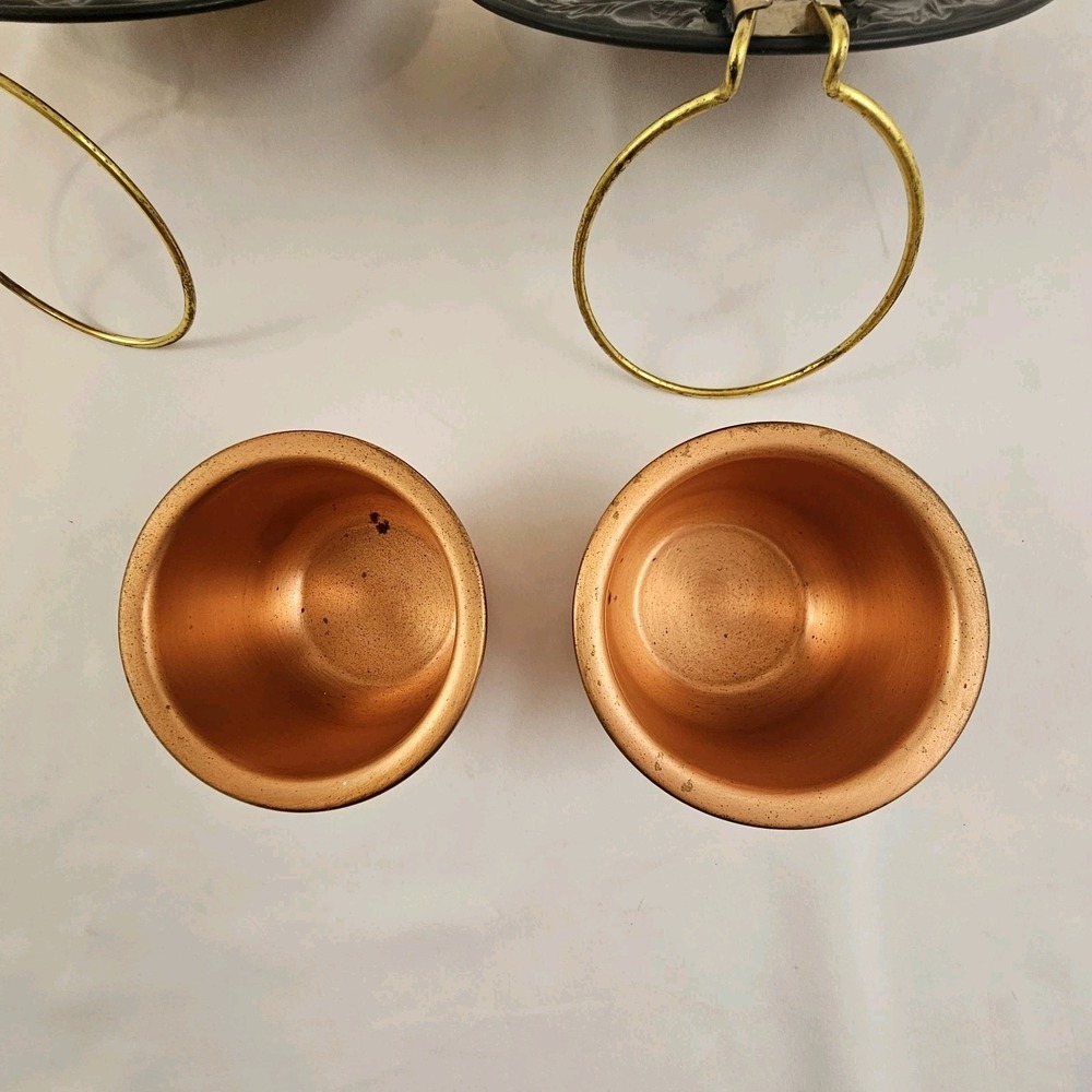 Vintage Coppercraft Candle Holder Pair Wall Pocket Planter Hunting Dogs - Picture 12 of 13